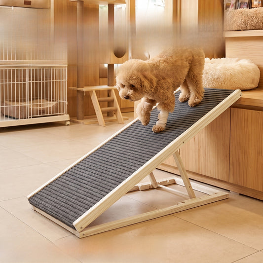 Solid Wood Dog Stairs, Foldable Non-Slip Ramp Pet Stairs for Elderly and Weak Pets